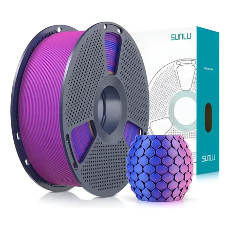 Filamento Pla Matte Bicolor Sunlu 1,75mm Para Impressora 3d Bicolor-vermelho E Azul