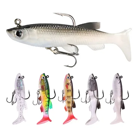 Kit 5 Isca Artificial Silicone Shad Peixe Embutido Chumbadas Cor 5 Cor Conforme As Fotos