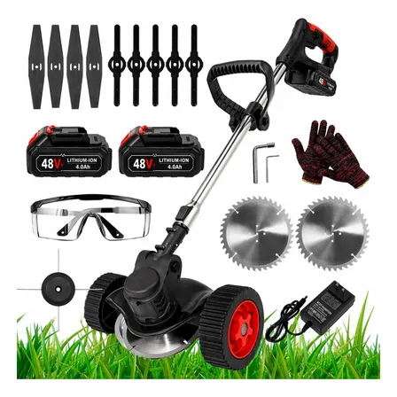 Cortador De Grama Elétrico Rodas 2 Bateria 48v Roçadeira Preto 127/220v