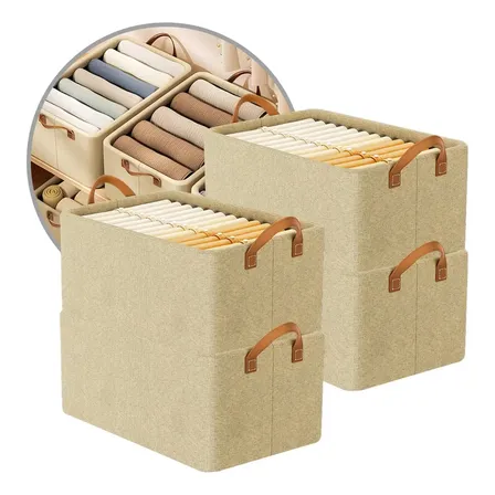 Kit 4 Cesto Caixa Organizadora Dobrável Guarda Roupa Grande