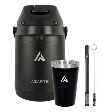Kit Terere Azarte Termica Inox 2,5l Cuia Bomba Mola Externa