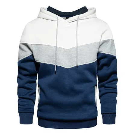 Moletom Masculino Com Capuz Folgado Para Esportes De Outono M Branco Colorblock