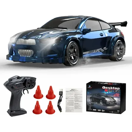 Carro Mini Rc Drift Controle Remoto 1:64 4wd Com Luzes Led