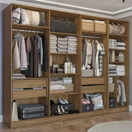 Conjunto Closet Kappesberg Adapt Nogueira 2 Peças 308cm