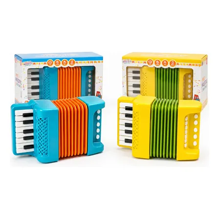 Sanfona Infantil Musical Mini Maestro 40 Músicas 22 Teclas Amarelo E Verde
