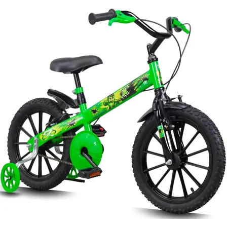 Bicicleta Aro 16 Huck Menino 4 e 5 anos Mincraft Infantil Herói com Rodinha