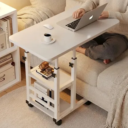 Mesa Multifuncional Notebook Altura Regulavel 2 Prsteleiras Vie Idéale Cor Branco