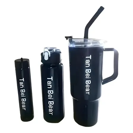 Kit 3 Garrafas Água Academia Corrida Squeeze Motivacional Preto