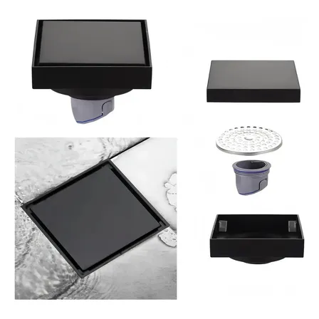 Ralo Invisível Oculto Em Inox 10x10 Válvula Anti Inseto 304 Preto