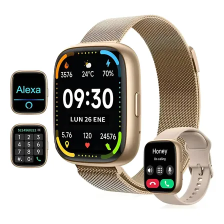 Smartwatch Mertto IDW26 para Chamadas Bluetooth com Alexa e Tela de 1.83"