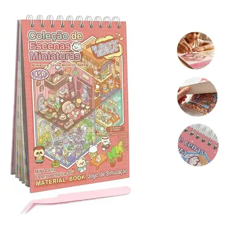 Livro De Adesivo 3d 20 Cenários Divertido Imaginação Rosa