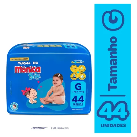 Fralda Turma Da Mônica Baby Mega G 44 Unidades G