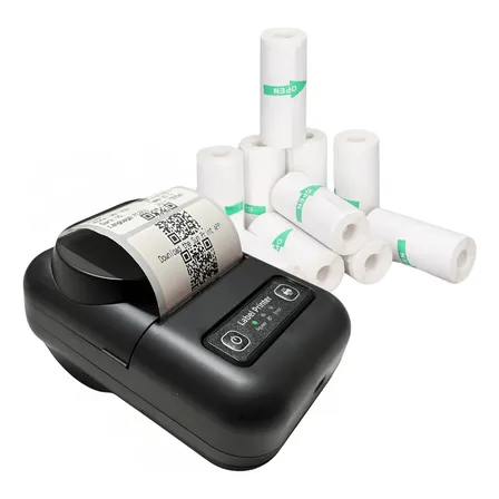 Mini Etiqueta Impressora Bluetooth 58mm + 10 Rolos Cor Cinza-escuro