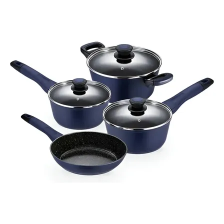 Jogo de panelas de cozinha Oxford Everyday com 4 peças de alumínio azul-escuro