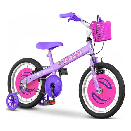 Bicicleta Aro 16 Menina 4, 5 Anos Infantil Criança Flygirl Com Rodinha - Roxo