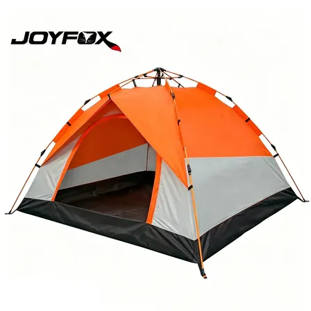 Barraca de Camping Pop Up Joyfox para 4 Pessoas Automática Acampamento Barraca Montagem Rápida e Impermeável Cor Laranja-Cinza-2