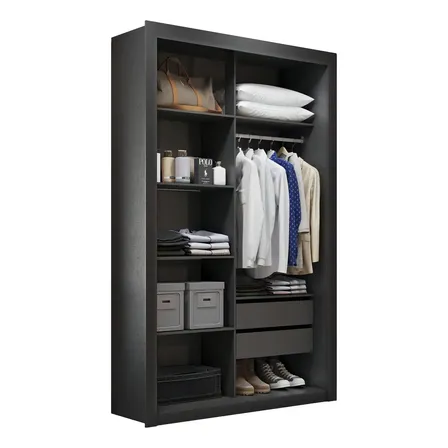 Closet Solteiro 2 Gavetas Amoudi Móveis Cor Preto Tx Notável Móveis