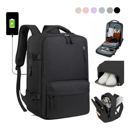 Mochila Grande Alça Reforçada Masculina Feminina Resistente Viagem Negócios Faculdade Trabalho e Compartimento para Sapatos Preto VAVICHICA