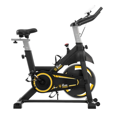 Bicicleta Ergométrica Spinning Mecânica Com Roda De Inércia De 8kg Fitness Preto Amarelo Fbe800 The Black Fitness