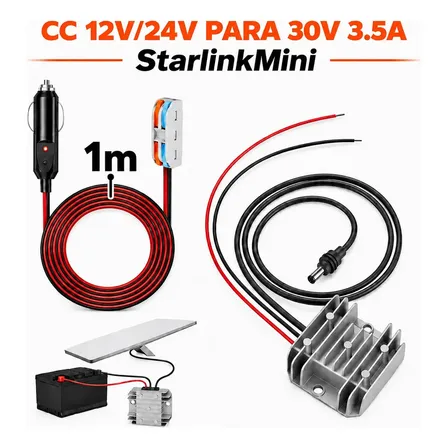 Conversor Fonte Starlink Mini 30v/3.5A Cabo Veicular Adaptador 12/24V Carro