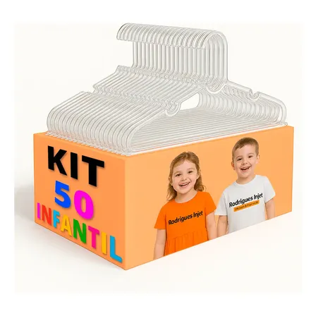 Kit 50 Cabides Infantis de Acrílico Transparente Para Roupas de Bebê