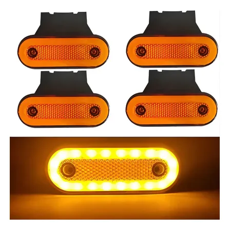 4 Lanternas Lateral Led Ambar Caminhão Carreta Reboque Bau Amarelo