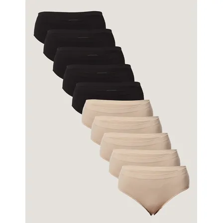 Kit 10 Calcinhas Feminina Microfibra Cintura Alta Trifil Preto / Macadâmia Peq
