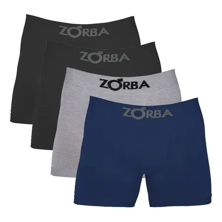 Kit 4 Cuecas Boxer Sem Costura Algodão Zorba Pto Mho Mes Liso G