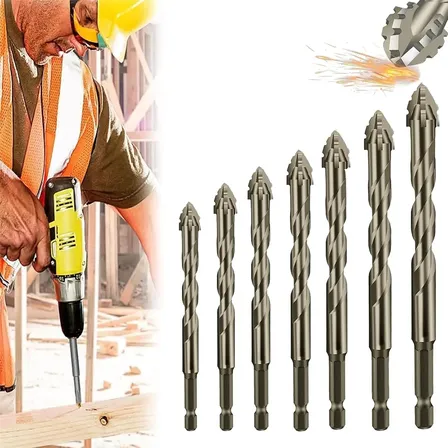 Kit 7 Brocas Excêntrica Serrilhada Ponta Cruzada Tungstênio