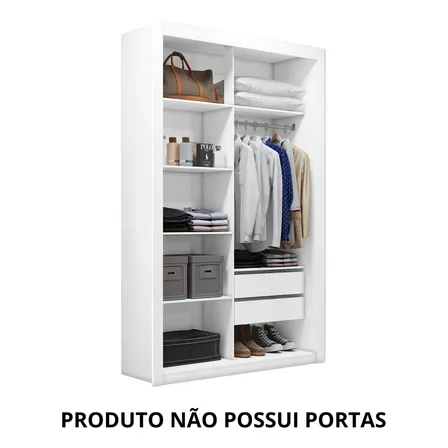 Closet Solteiro 2 Gavetas 100 MDF Amoudi Móveis Cor Branco
