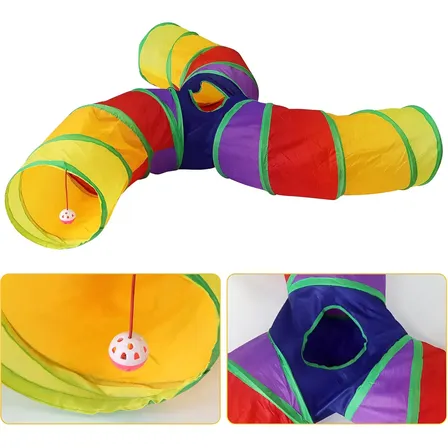 Túnel Labirinto Para Gatos Cães Interativo Dobrável Brinquedo Pet Diâmetro 25cm 3 Vias