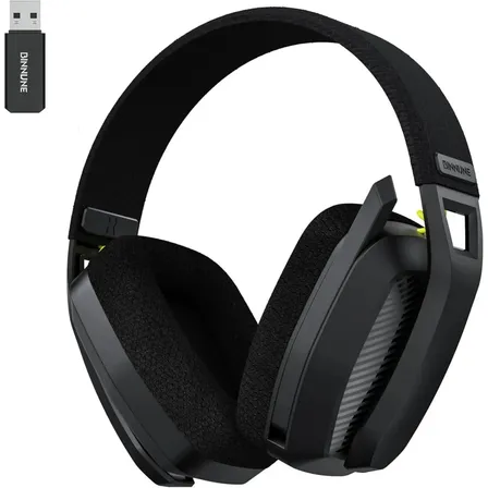 Headset Wireless Binnune Bw06 Fone sem fio 2.4ghz Usb 5.3 Bluetooth Conexão de três modelos 80h Bateria de longa duração Conexão sem fio Bluetooth Simultánea Função Manos Libres Preto-claro