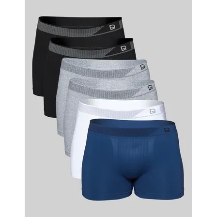 Kit Com 6 Cuecas Boxer Sem Costura Adulto Delrio Preto  Mescla  Marinho  Branco Liso G