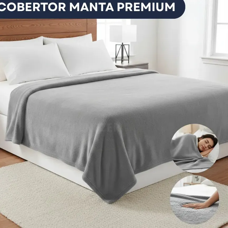 Manta Cobertor Casal Soft Premium Lisa Super Macia Microfibra Veludo Toque Suave Cor Cinza