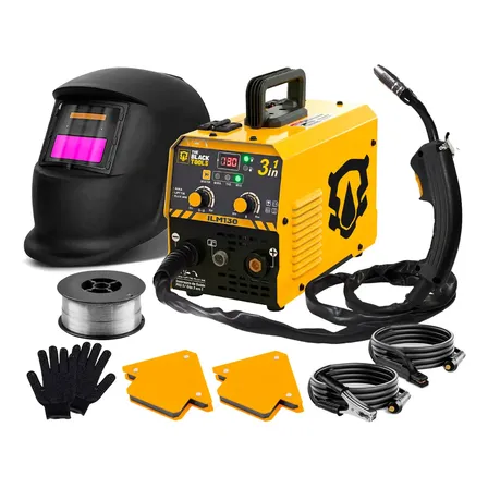 Máquina Inversora De Solda 3 Em 1 Sem Gás 130a Mma Tig Mig Com Máscara Esquadros E Acessórios The Black Tools
