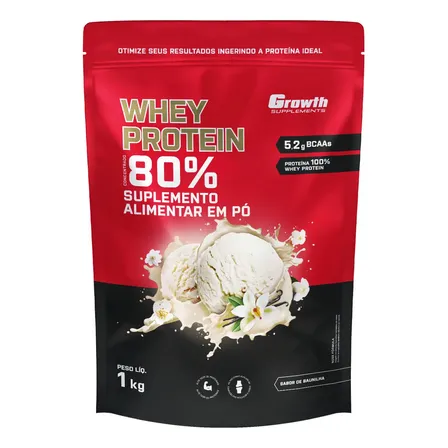 Suplemento em pó Growth Supplements Whey Protein Concentrado sabor Baunilha 1 kg