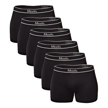 Kit 6 Cuecas Boxer Masc 711.18 Microfibra Sem Costura Mash Preto G