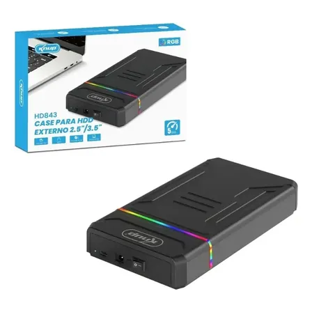 Case Hd Ssd Externo Usb 3.0 Sata 2,5/3,5 4tb Com Fonte Knup