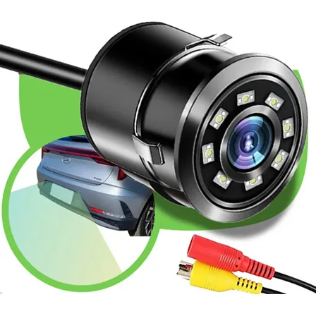 Câmera De Ré Automotiva Hd 8 Leds Noturna À Prova Dágua