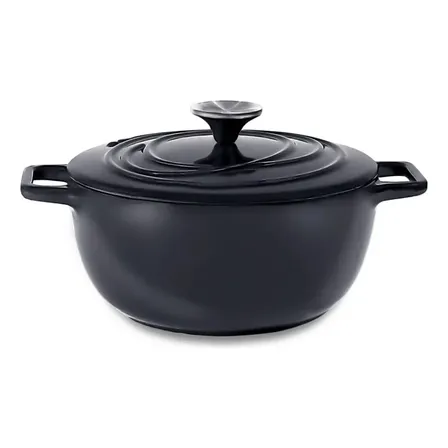 Caçarola De Ferro Fundido 18cm C/ Tampa Oxford Aroma Cinza Liso