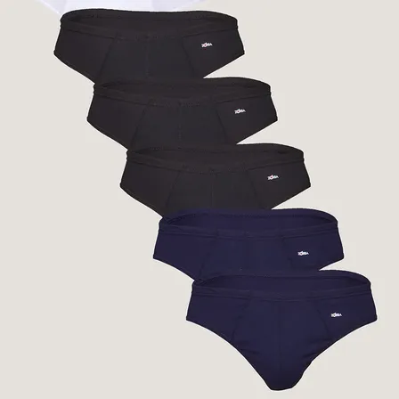 Kit Com 10 Cuecas Slip 100% Algodão Zorba Lisa Branco Azul Grafite Preto M