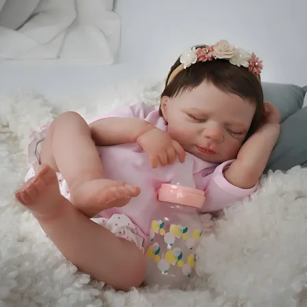Boneca Bebê Reborn Pintada Realista Menina Silicone 48cm