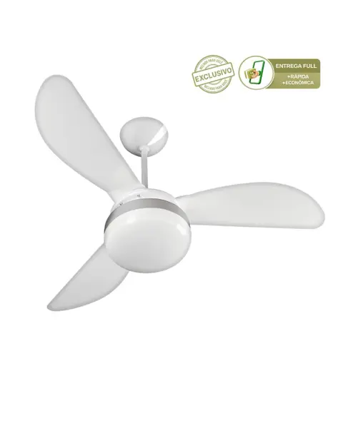 Ventilador de Teto Ventisol Fênix Branco / Silver 3 Pás, 3 Velocidades, CV3 Premium