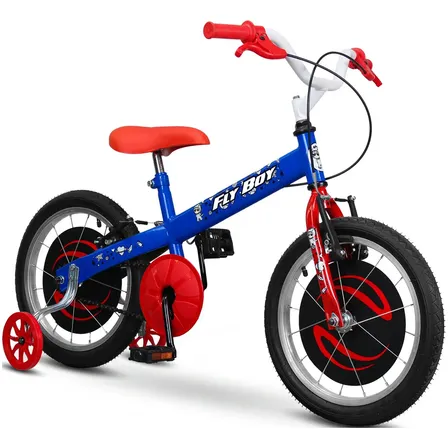 Bicicleta Aro 16 Menino 4, 5 Anos Infantil Criança Flyboy Azul / Vermelho Único