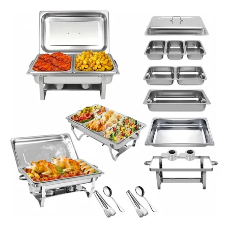 33l Rechaud Retangular De Aço Inoxidável Buffet Inox 1+2+3 0v