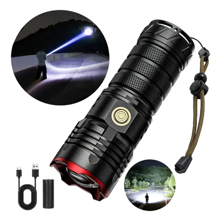 Lanterna Led Tática Mais Forte Do Mundo 2km Militar Potente Preto