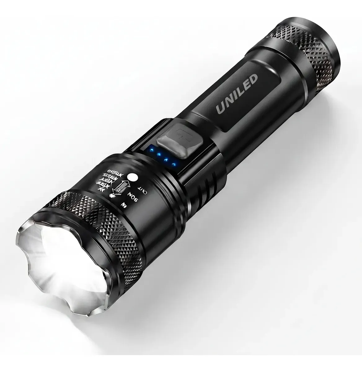 Lanterna Militar Tatica LED Mais Forte do Mundo Potente Zoom Telescópico Alto Brilho Resistente Agua Sitio Fazenda UNILED