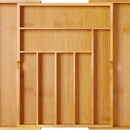 Organizador Gavetas Porta Talheres Bambu 9 Grande Divisória Bambu