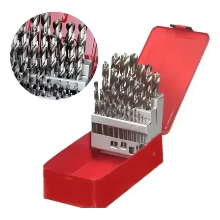 Kit 25 Peças Jogo De Brocas P/ Ferro C/ Caixa Metálica