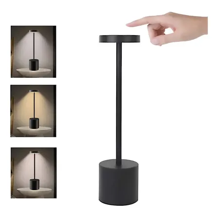 Luminária Mesa Abajur Led Dimerizável Sem Fio Recarregável Preto 5v